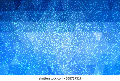 Light BLUE vector christmas polygon background. Low poly Illustration consisting of triangles with snowflakes. Texture background of New Year celebration.