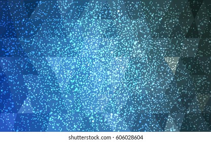 Light BLUE vector christmas polygon background. Low poly Illustration consisting of triangles with snowflakes. Texture background of New Year celebration.