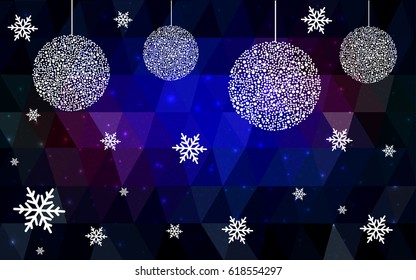 Light Blue vector christmas polygon background. Low poly Illustration consisting of triangles with snowflakes. Texture, seamless background of New Year celebration.
