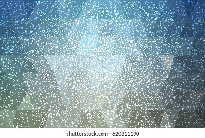 Light blue vector christmas polygon background. Low poly Illustration consisting of triangles with snowflakes. Texture background of New Year celebration.