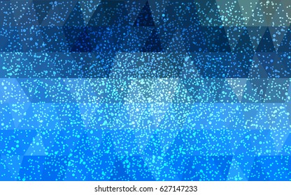 Light BLUE vector christmas polygon background. Low poly Illustration consisting of triangles with snowflakes. Texture background of New Year celebration.