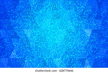 Light BLUE vector christmas polygon background. Low poly Illustration consisting of triangles with snowflakes. Texture background of New Year celebration.