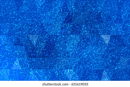 Light BLUE vector christmas polygon background. Low poly Illustration consisting of triangles with snowflakes. Texture background of New Year celebration.