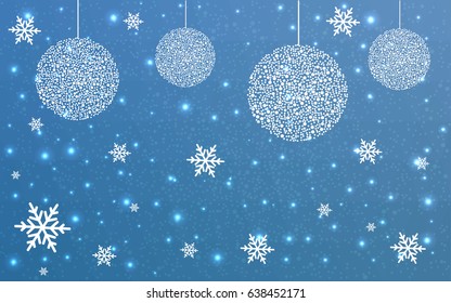 Light BLUE vector christmas polygon background. Low poly Illustration consisting of triangles with snowflakes. Texture, seamless background of New Year celebration.