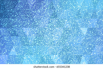 Light BLUE vector christmas polygon background. Low poly Illustration consisting of triangles with snowflakes. Texture background of New Year celebration.