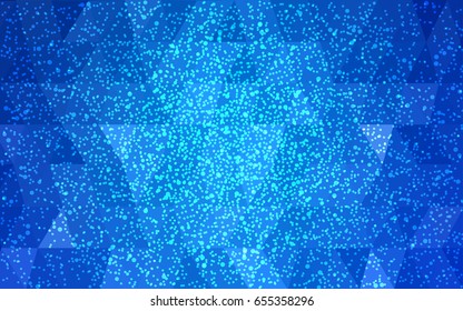 Light BLUE vector christmas polygon background. Low poly Illustration consisting of triangles with snowflakes. Texture background of New Year celebration.