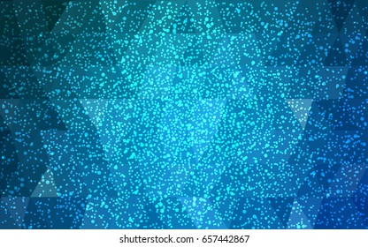 Light BLUE vector christmas polygon background. Low poly Illustration consisting of triangles with snowflakes. Texture background of New Year celebration.