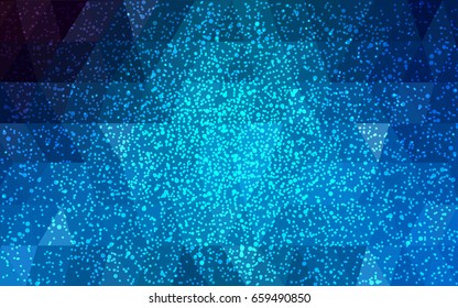 Light BLUE vector christmas polygon background. Low poly Illustration consisting of triangles with snowflakes. Texture background of New Year celebration.
