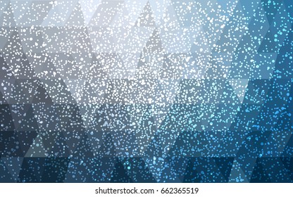 Light BLUE vector christmas polygon background. Low poly Illustration consisting of triangles with snowflakes. Texture background of New Year celebration.
