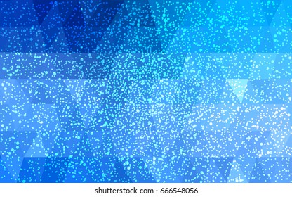 Light BLUE vector christmas polygon background. Low poly Illustration consisting of triangles with snowflakes. Texture background of New Year celebration.