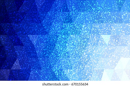 Light BLUE vector christmas polygon background. Low poly Illustration consisting of triangles with snowflakes. Texture background of New Year celebration.