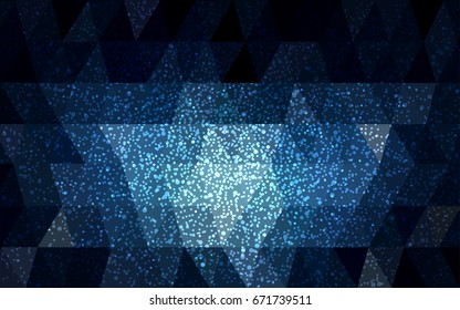 Light BLUE vector christmas polygon background. Low poly Illustration consisting of triangles with snowflakes. Texture background of New Year celebration.
