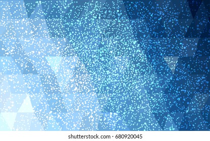 Light BLUE vector christmas polygon background. Low poly Illustration consisting of triangles with snowflakes. Texture background of New Year celebration.