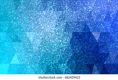 Light BLUE vector christmas polygon background. Low poly Illustration consisting of triangles with snowflakes. Texture background of New Year celebration.