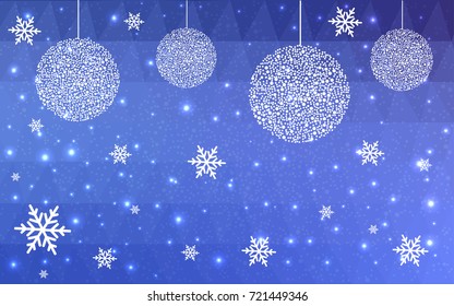 Light BLUE vector christmas polygon background. Low poly Illustration consisting of triangles with snowflakes. Texture, seamless background of New Year celebration.
