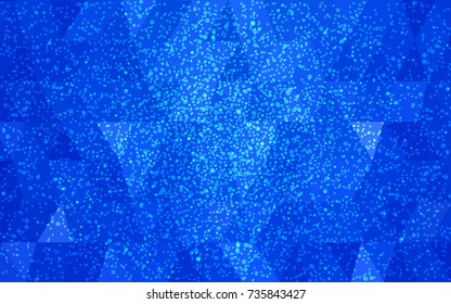Light BLUE vector christmas polygon background. Low poly Illustration consisting of triangles with snowflakes. Texture background of New Year celebration.