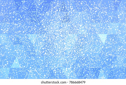 Light BLUE vector christmas polygon background. Low poly Illustration consisting of triangles with snowflakes. Texture background of New Year celebration.