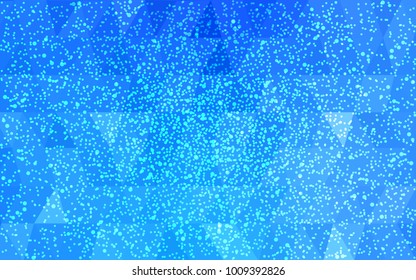 Light BLUE vector christmas postcard low polygon background. Illustration consisting of triangles. Abstract triangular polygonal origami or crystal design of New Year celebration.