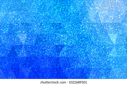 Light BLUE vector christmas postcard low polygon background. Illustration consisting of triangles. Abstract triangular polygonal origami or crystal design of New Year celebration.