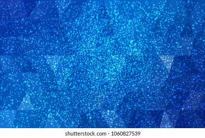 Light BLUE vector christmas postcard low polygon background. Illustration consisting of triangles. Abstract triangular polygonal origami or crystal design of New Year celebration.