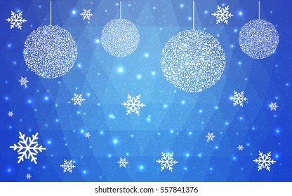 Light BLUE vector christmas postcard low polygon background. Illustration consisting of triangles. Abstract triangular polygonal origami or crystal design of New Year celebration.