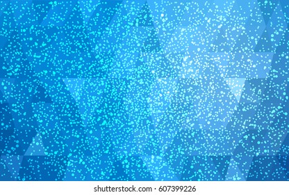 Light BLUE vector christmas postcard low polygon background. Illustration consisting of triangles. Abstract triangular polygonal origami or crystal design of New Year celebration.
