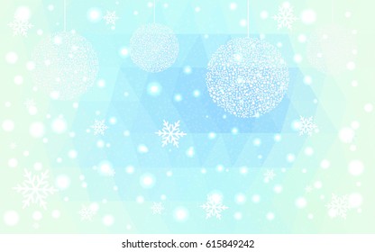 Light BLUE vector christmas postcard low polygon background. Illustration consisting of triangles. Abstract triangular polygonal origami or crystal design of New Year celebration.