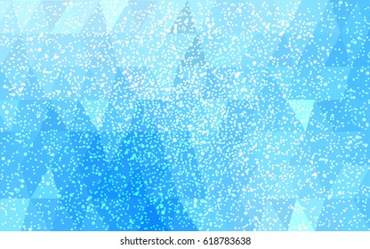 Light BLUE vector christmas postcard low polygon background. Illustration consisting of triangles. Abstract triangular polygonal origami or crystal design of New Year celebration.