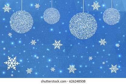 Light BLUE vector christmas postcard low polygon background. Illustration consisting of triangles. Abstract triangular polygonal origami or crystal design of New Year celebration.