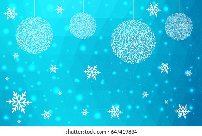 Light BLUE vector christmas postcard low polygon background. Illustration consisting of triangles. Abstract triangular polygonal origami or crystal design of New Year celebration.