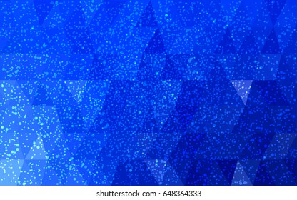 Light BLUE vector christmas postcard low polygon background. Illustration consisting of triangles. Abstract triangular polygonal origami or crystal design of New Year celebration.
