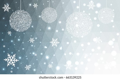 Light BLUE vector christmas postcard low polygon background. Illustration consisting of triangles. Abstract triangular polygonal origami or crystal design of New Year celebration.