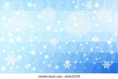 Light BLUE vector christmas postcard low polygon background. Illustration consisting of triangles. Abstract triangular polygonal origami or crystal design of New Year celebration.