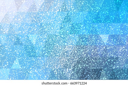 Light BLUE vector christmas postcard low polygon background. Illustration consisting of triangles. Abstract triangular polygonal origami or crystal design of New Year celebration.