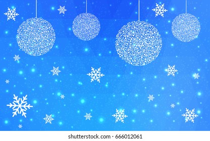Light BLUE vector christmas postcard low polygon background. Illustration consisting of triangles. Abstract triangular polygonal origami or crystal design of New Year celebration.