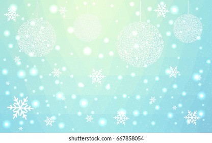 Light BLUE vector christmas postcard low polygon background. Illustration consisting of triangles. Abstract triangular polygonal origami or crystal design of New Year celebration.