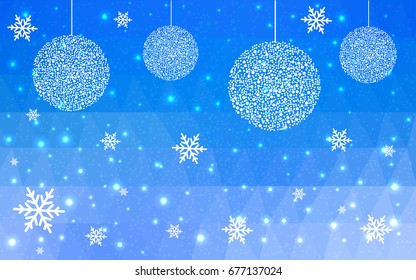 Light BLUE vector christmas postcard low polygon background. Illustration consisting of triangles. Abstract triangular polygonal origami or crystal design of New Year celebration.