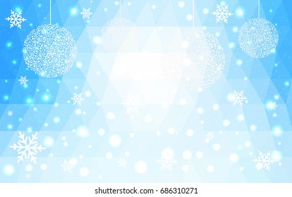 Light BLUE vector christmas postcard low polygon background. Illustration consisting of triangles. Abstract triangular polygonal origami or crystal design of New Year celebration.