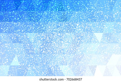 Light BLUE vector christmas postcard low polygon background. Illustration consisting of triangles. Abstract triangular polygonal origami or crystal design of New Year celebration.
