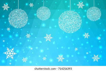 Light BLUE vector christmas postcard low polygon background. Illustration consisting of triangles. Abstract triangular polygonal origami or crystal design of New Year celebration.