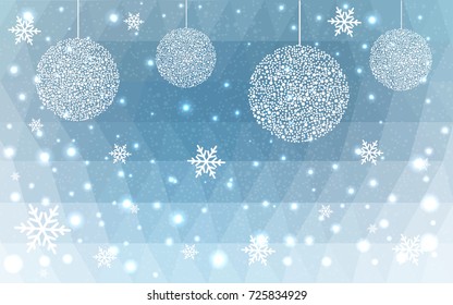 Light BLUE vector christmas postcard low polygon background. Illustration consisting of triangles. Abstract triangular polygonal origami or crystal design of New Year celebration.