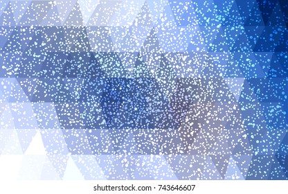 Light BLUE vector christmas postcard low polygon background. Illustration consisting of triangles. Abstract triangular polygonal origami or crystal design of New Year celebration.