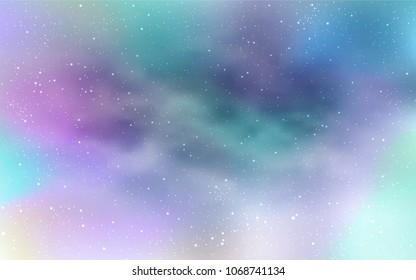 Light BLUE vector cover with astronomical stars. Shining illustration with sky stars on abstract template. Best design for your ad, poster, banner.