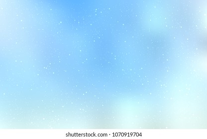 Light BLUE vector cover with astronomical stars. Space stars on blurred abstract background with gradient. Pattern for futuristic ad, booklets.