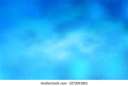 Light BLUE vector cover with astronomical stars. Blurred decorative design in simple style with galaxy stars. Pattern for astronomy websites.