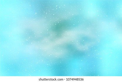 Light BLUE vector cover with astronomical stars. Glitter abstract illustration with colorful cosmic stars. Pattern for astronomy websites.