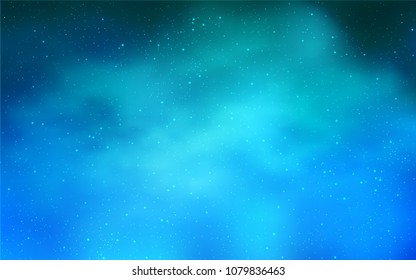 Light BLUE vector cover with astronomical stars. Shining illustration with sky stars on abstract template. Smart design for your business advert.