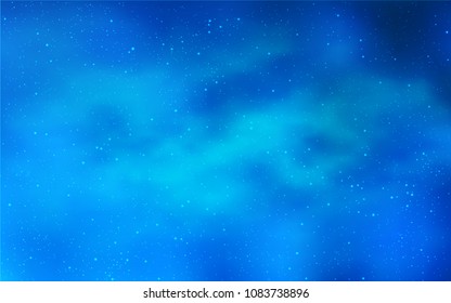 Light BLUE vector cover with astronomical stars. Shining colored illustration with bright astronomical stars. Smart design for your business advert.