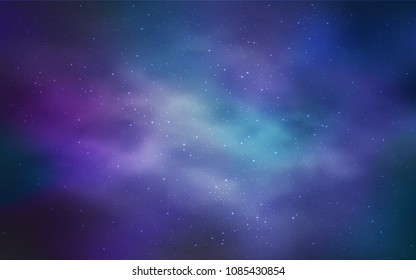 Light BLUE vector cover with astronomical stars. Glitter abstract illustration with colorful cosmic stars. Best design for your ad, poster, banner.