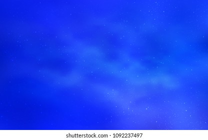 Light BLUE vector cover with astronomical stars. Space stars on blurred abstract background with gradient. Pattern for futuristic ad, booklets.